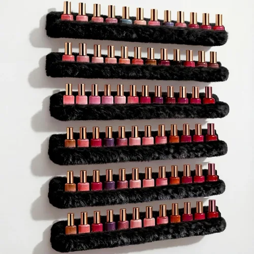 Miniatura 18 de YMVV Estante de esmalte de uñas de 15 pulgadas, estante montado en la pared, paquete de 6 organizadores de acrílico iridiscente arcoíris