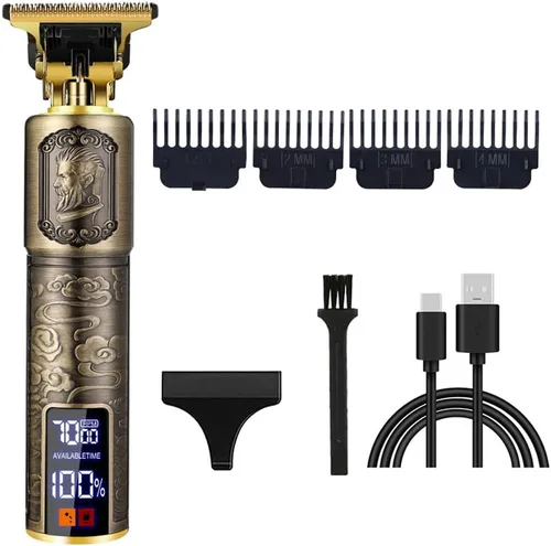 Miniatura 56 de Cortadora de pelo profesional para hombres y mujeres, inalámbrica, recargable, recortadora de pelo, kit de aseo de corte de cuerpo de metal