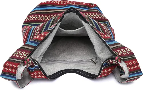Miniatura 116 de Bolsa de hombro para mujer, de lona en estilo hippie/bohemio para llevar cruzada al hombro, disponible en diferentes colores y estampados