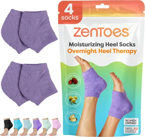 Miniatura 15 de ZenToes Calcetines hidratantes para tratamiento de talón agrietado, vitamina E, calcetines de talón con infusión de aceite de oliva y aceite de Azul