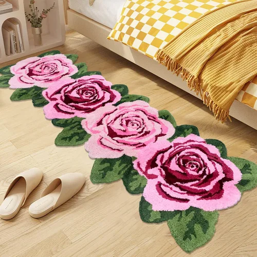 Miniatura 24 de USTIDE Alfombra de girasol esponjosa, alfombra suave y lanuda de flores, hecha a mano, alfombras modernas, lavables, para sala de estar, lavandería