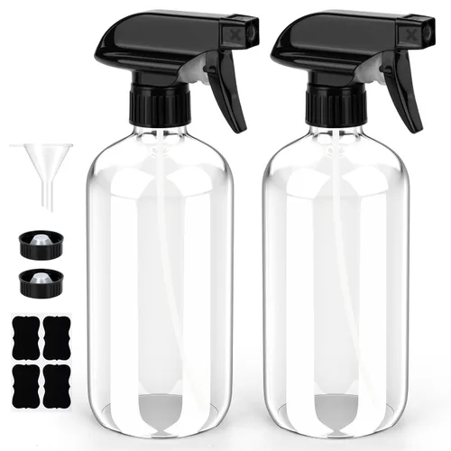 Miniatura 16 de Bontip - Botella de vidrio con atomizador, juego de botellas de vidrio con atomizador y accesorios para limpiadores de ventanas no tóxicos, Ámbar