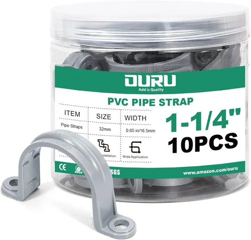 Miniatura 12 de OURU 16 correas de tubo de PVC de 1 pulgada, abrazadera de tubo de plástico de 2 agujeros, abrazadera de conducto para reforzar tuberías, conductos