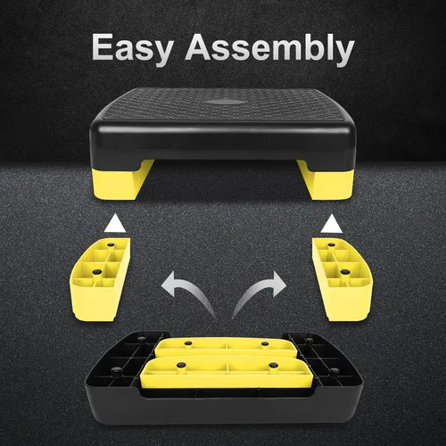 Miniatura 3 de Plataforma aeróbica de altura ajustable de 4 a 6 pulgadas, equipo de fitness, entrenamiento paso a paso, plataforma de ejercicios con 2 elevadores