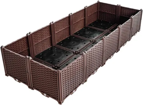Miniatura 32 de BAOYOUNI - Juego de jardinera cuadrado para jardín elevado, maceta de plástico, caja de cultivo para verduras, hierbas, flores y plantas suculentas