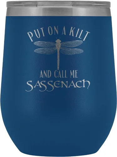 Miniatura 9 de Outlander Vaso de vino Put On A Kilt and Call Me Sassenach de 12 onzas de acero inoxidable grabado, taza para bebidas frías y calientes, color negro