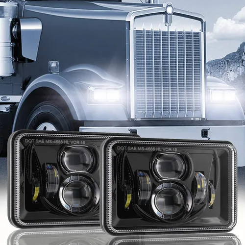 Auxbeam Faros delanteros LED de 60 W 4 x 6 con repuesto aprobado por puntos H4651 H4652 H4656 H4666 H6545 para camiones Peterbilt Kenworth