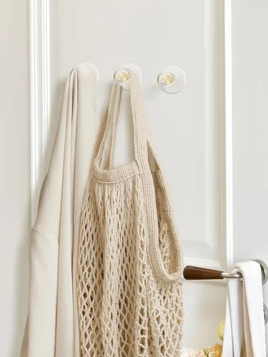 Miniatura 8 de Paquete de 4 ganchos adhesivos de cristal de JIASENBAO para toallas de baño, ganchos de pared blancos para colgar batas y abrigos, ganchos