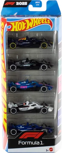 Miniatura 6 de Hot Wheels Paquete de 5 coches Formula 1 a escala 1:64, juego de 5 coches de juguete fundidos oficialmente licenciados, coches de carreras F1