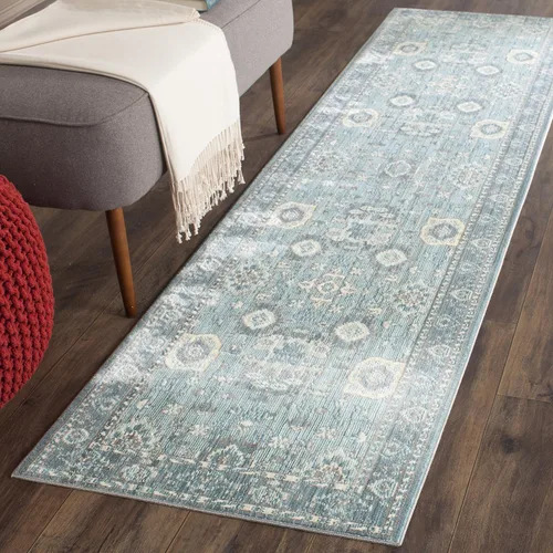 SAFAVIEH Valencia Collection - Alfombra para pasillo, 2 pies 3 pulgadas x 12 pies, alpina y multicolor, diseño bohemio chic envejecido, no desprende