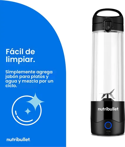Miniatura 6 de NutriBullet Batidora portátil, sin cables, recipiente de 20oz, licuadora personal, recargable USB-C, negra, NBPB50100K