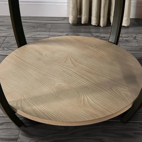 Miniatura 7 de Mesa auxiliar de tambor para sala de estar, mesa auxiliar redonda de mediados de siglo con almacenamiento, mesa auxiliar circular de 2 niveles, mesa