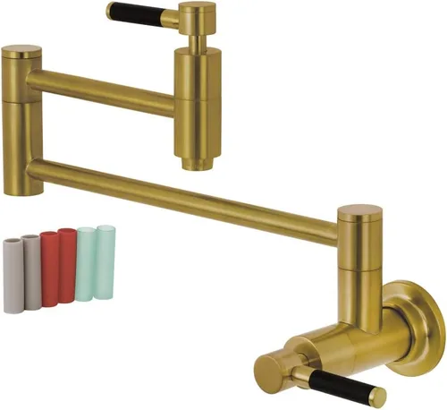 Miniatura 4 de Kingston Brass KS810DKLAC Concord - Grifo de cocina con relleno de olla de montaje en pared, cobre antiguo
