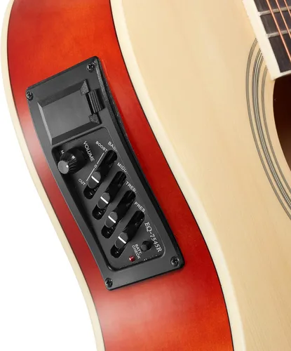 Miniatura 3 de Jameson Guitars - Guitarra eléctrica acústica de tamaño completo Thinline con funda y púas Natural para diestros