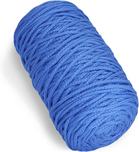 Miniatura 20 de 200g de hilo de algodón hueco tejido a crochet, hilo redondo de tela para bolso de mano de bricolaje, canasta, cojín, bolsa de crochet (Azul Aqua)