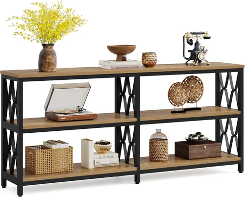 Miniatura 10 de LITTLE TREE Console Table with Storage Shelves, 70.9" Industrial 3-Tier Sofa Table for Living Room, Long Foyer Table Entryway Table for Hallway