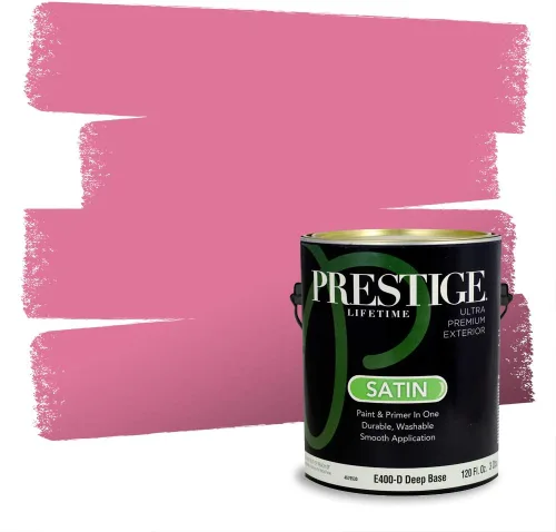 Miniatura 445 de Prestige Paints Pintura exterior e imprimación en uno, 1 galón, plano, coincidencia comparable de Valspar* Amber Rose*