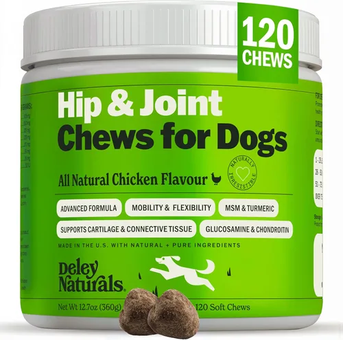 Suplemento de apoyo de cadera y articulaciones para perros, alivio avanzado del dolor de artritis, condroitina, MSM, cúrcuma orgánica y glucosamina