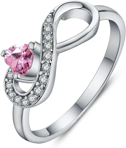 Miniatura 30 de Anillo Jo Wisdomo de compromiso. de plata esterlina, con corazón e infinito, anillo de amistad, para ella