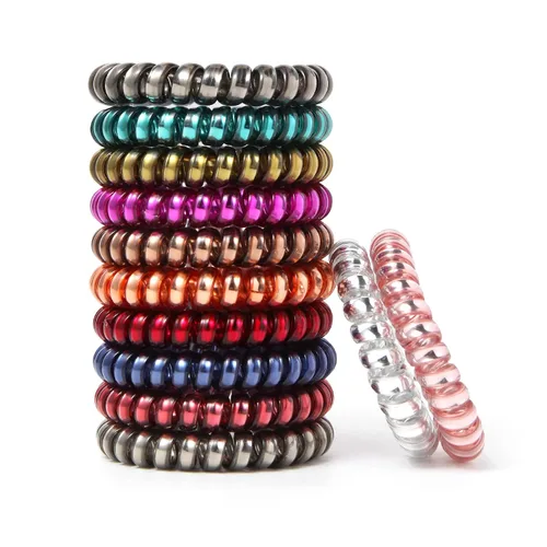 Miniatura 13 de Lazos para el cabello en espiral sin arrugas, coloridos lazos para el cabello sin rastro, lazos elásticos para el cabello, lazos para el cabello