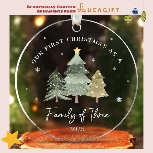 Miniatura 7 de Adorno de Primera Navidad del Bebé 2025 – Adorno de Navidad de familia de tres 2025 – Primera vez mamá papá, nuevos padres – Regalos de bebés