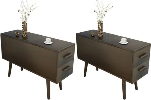 Miniatura 12 de Mesa auxiliar, mesa auxiliar de madera moderna con cajones y gran almacenamiento para almacenamiento compacto, muebles de oficina en casa, 1 natural
