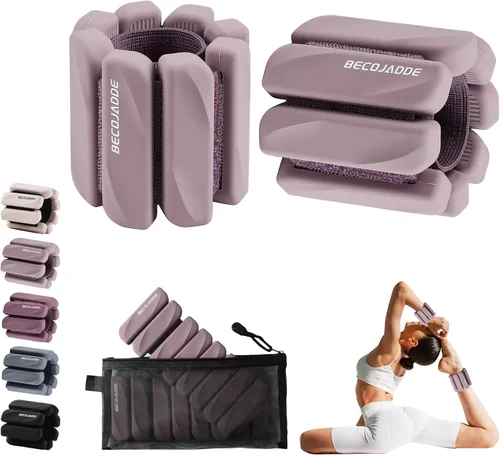 Miniatura 19 de BECOJADDE Juego de 2 pesas para tobillo (1 libra/2 libras cada una) para mujeres y hombres, pulsera ajustable para muñeca para gimnasio en casa