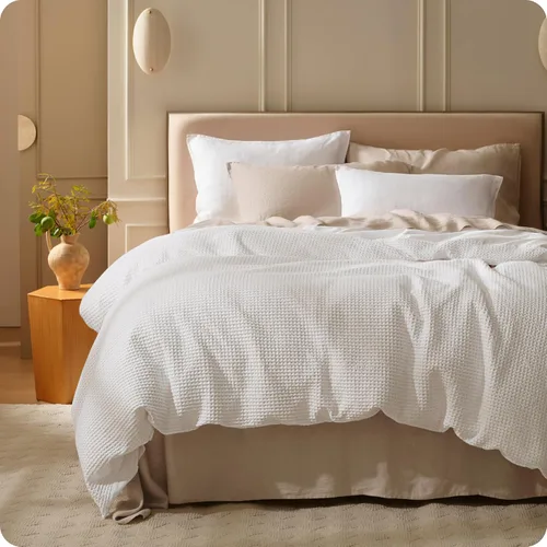Miniatura 17 de Bedsure - Funda de edredón de algodón tamaño King - 100% algodón de tejido gofre color verde bosque, juego de ropa de cama GentleSoft™ transpirable