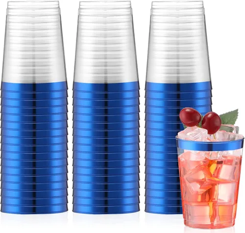 Miniatura 10 de Norme 50 piezas de vasos de plástico de 10 onzas para fiesta, vasos desechables transparentes con borde para boda, Acción de Gracias, Navidad