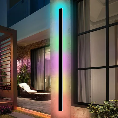 Miniatura 27 de Paquete de 2 luces de pared para exteriores de 39 pulgadas, montaje en pared, aplique moderno para exteriores, iluminación exterior lineal larga LED