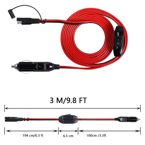 Miniatura 6 de SinLoon Cable de cargador de batería SAE con interruptor, 12 V 10 A, enchufe macho a impermeable, adaptador de liberación rápida, cable de carga