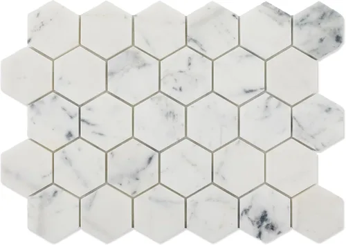Miniatura 14 de Carrara - Mosaico de mármol blanco, pulido, mosaico de mármol blanco Carrara para cocina, baño, pared, suelo, ducha, 5 hojas, hexagonal de 2 pulgadas