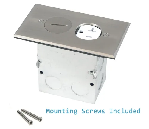 Miniatura 7 de ENERLITES Kit de caja de piso con tapa de rosca, 12,7 cm x 7,1 cm, 1 banda, receptáculo dúplex de 20 A resistente a manipulaciones y a