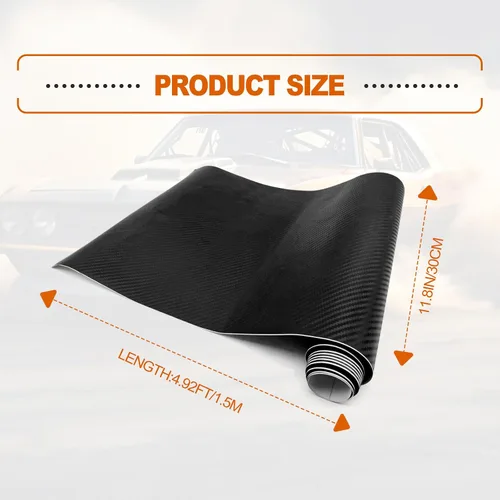 Miniatura 2 de Envoltura de vinilo de fibra de carbono mate 3D para coche, 12 x 60 pulgadas, clasificada para uso en exteriores en automóviles, incluye cuchilla