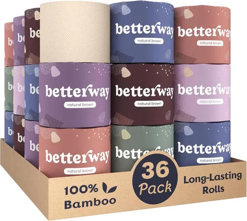 Miniatura 12 de Papel higiénico de bambú Betterway de 3 capas - Papel higiénico sostenible - 24 rollos de larga duración y 360 hojas por rollo - Seguro séptico