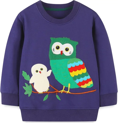 Miniatura 41 de Sudaderas para niñas pequeñas, cuello redondo, sin botones, de manga larga, para invierno, casual, ropa 2T-7T, Dinosaurio