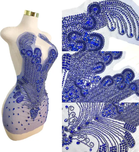 Miniatura 9 de Parches de cristal con cuentas grandes hechos a mano con diseños de apliques de diamantes de imitación para vestido formal de baile (L10-naranja)