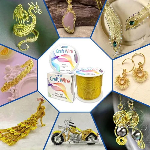 Miniatura 5 de Alambre de aluminio amarillo calibre 16, alambre de joyería de 155 pies para envoltura de metal, fabricación de joyas, manualidades, decoración