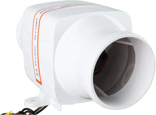 Miniatura 6 de YaeMarine Ventilador en línea de 3 pulgadas 12 V en línea soplador de aire de sentina marina eléctrico 130 CFM blanco para barco marino