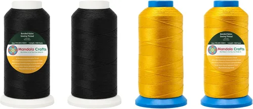 Miniatura 119 de Mandala Crafts - Hilo de nailon para coser cuero, tapicería, mezclilla y para trenzar el pelo; resistente, 1500 yardas, tamaño 69 T70 Marrón