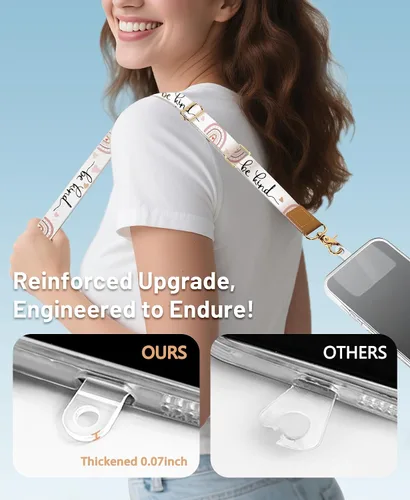 Miniatura 3 de Yonlevres Cordón para Teléfono con Correa de Muñeca Cruzada, Cordón para Teléfono Celular Be Kind para Alrededor del Cuello, Correa Ajustable