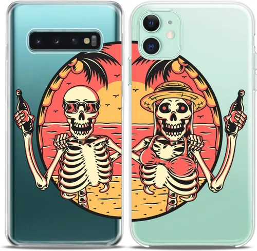 Miniatura 2 de Fundas a juego para parejas compatibles con iPhone 14 13 Pro Max 12 Mini 11 Xs 6s 8 Plus 7 Xr 10 SE 5 Clear Funny Pair Skeleton Cover Colorido
