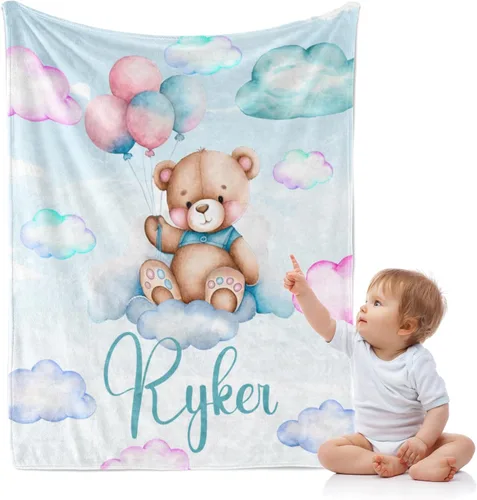 Miniatura 9 de J&SBGFT Manta de bebé personalizada para niños, personalizada con nombre, manta de recepción para niños pequeños, niños, cuna, cochecito, decoración