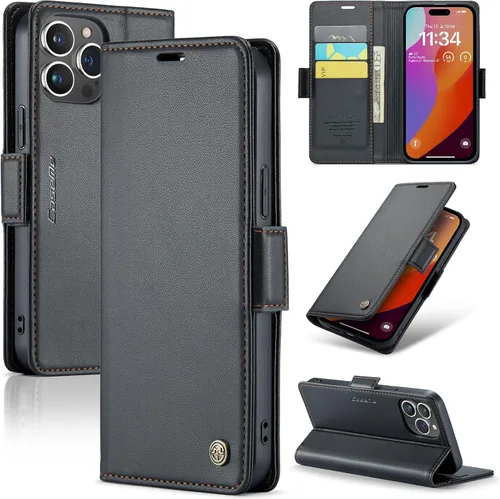 Miniatura 12 de SINIANL Funda tipo cartera compatible con iPhone 15 con tarjetero para mujeres y hombres, con bloqueo RFID, cierre magnético, función atril