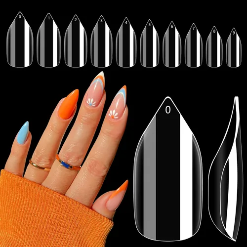 Miniatura 10 de Quaferen Puntas de Uñas de Almendra Medianas: 240pcs Puntas de Uñas Postizas Acrílicas Preformadas Forma de Almendra - 12 Tamaños Gel Suave