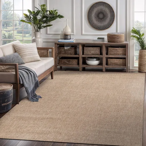 Miniatura 52 de CAMILSON Easy Alfombra de yute, 2 x 3 pulgadas, interiores y exteriores, fibra gris oscuro, para sala de estar, patio y cocina, diseño tejido