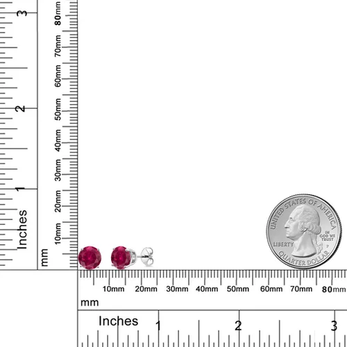 Miniatura 64 de Gem Stone King Aretes de plata de ley 925 con piedra natal redonda de 0.276 in para mujer