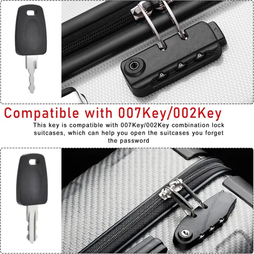 Miniatura 2 de 2 llaves compatibles con equipaje maestro 007 002, maleta de equipaje, cerradura de contraseña
