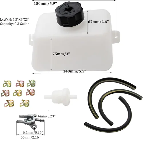Miniatura 2 de Línea de manguera de filtro de tanque de combustible de 0.3L para 33cc 43cc 47cc 49cc 2 tiempos Mini Moto Minimoto Niños Dirt Pocket Bike Scooter