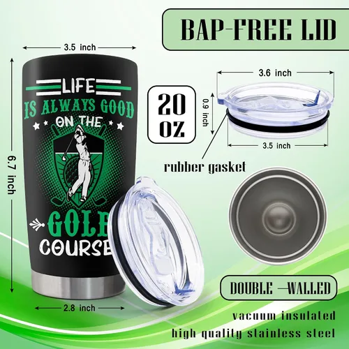Miniatura 7 de Regalos de golf para hombres y mujeres, regalo del día del padre para golfistas, vaso de acero inoxidable de 20 onzas para papá, regalo